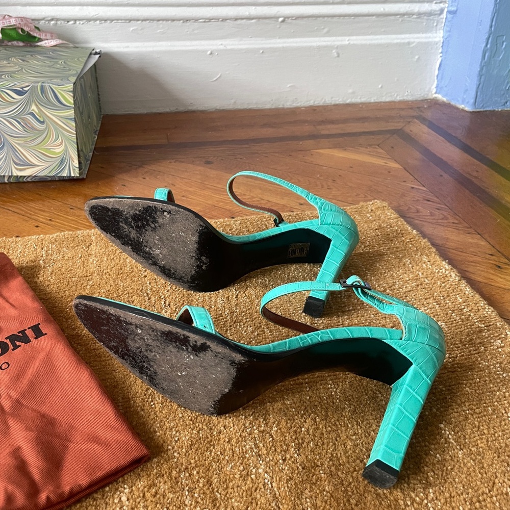 Missoni Blue Heels Mules croc - Picture 3 of 6